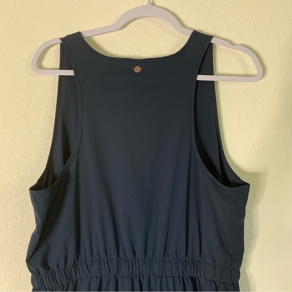 CALIA Womens navy blue sleeveless racerback tie waist midi dress L - Picture 9 of 10